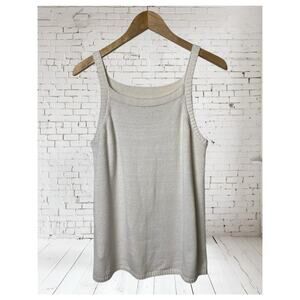 Loft Cream Cotton Linen Blend Knit Summer Tank Sweater Women's Size Medium